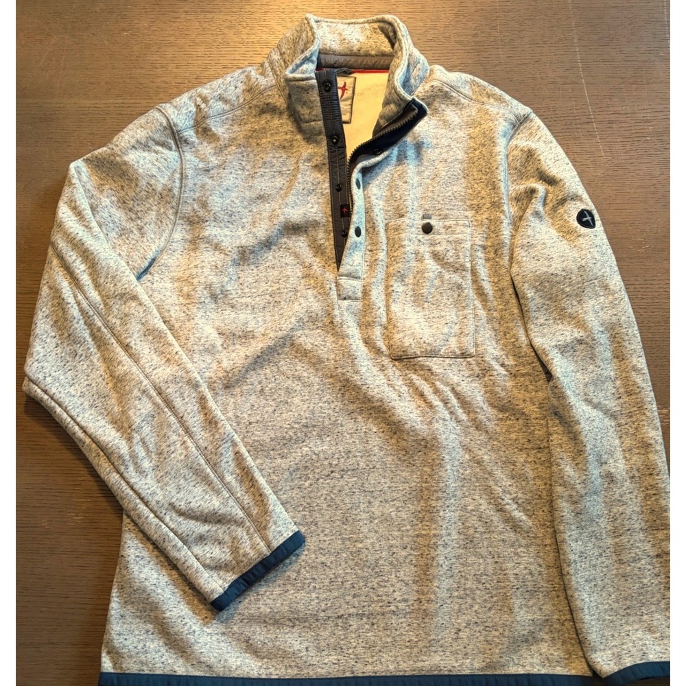 Relwen Windjammer Grey Heather Quarter Zip Snap Pullover Fleece Jacket Mens XL